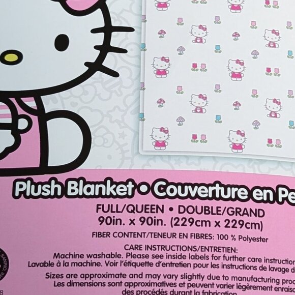 Hello Kitty NEW TULIP 🌷 MUSHROOMS 🍄 Plush Throw Blanket Full/Queen 90 x 90 - Picture 7 of 7
